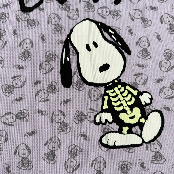 Girl’s Peanuts Thermal Snoopy Halloween Boo Skeleton Bats Long Sleeve Shirt XL - Picture 3 of 16